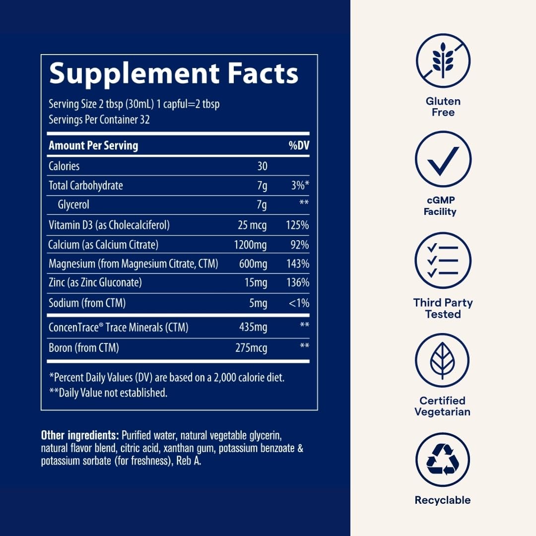 Ingredients list for Trace Minerals Cal/Mag/Zinc 32oz