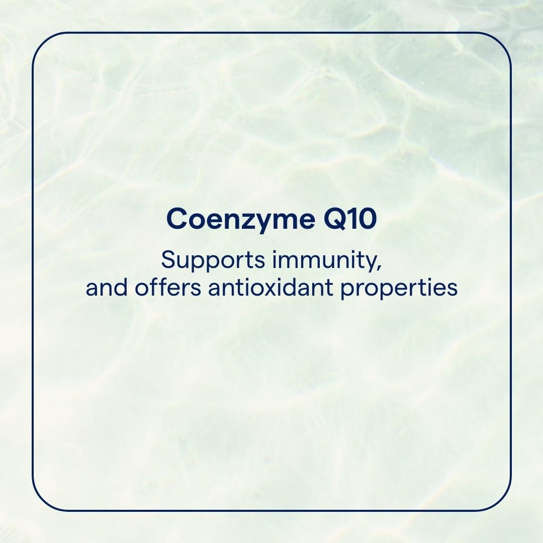 Close-up of CoQ10 liquid supplement bottle label