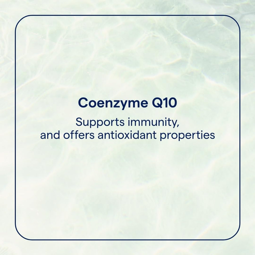 Close-up of CoQ10 liquid supplement bottle label