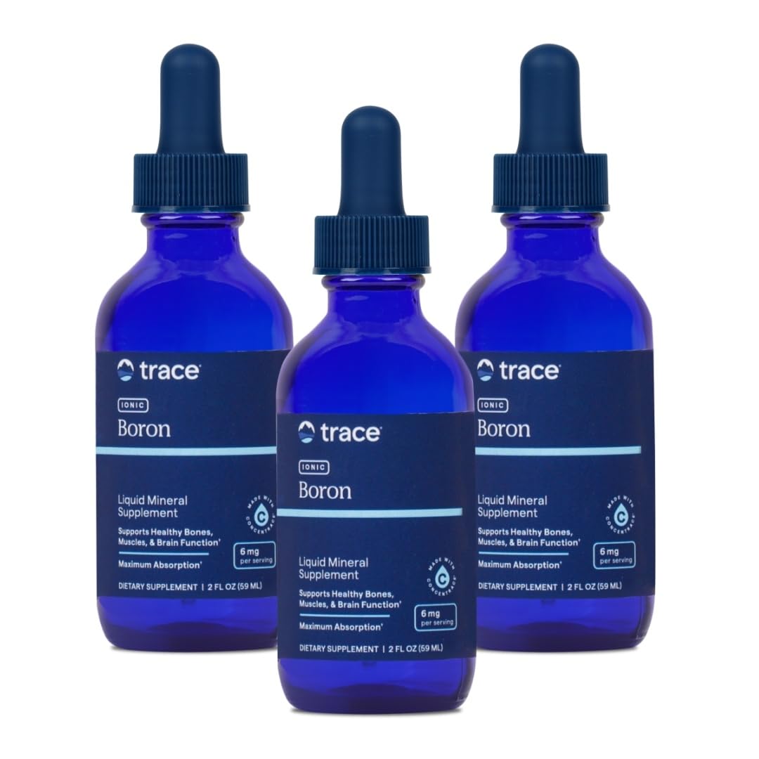 Trace Minerals Liquid Ionic Boron bottle with 6 mg boron and trace minerals