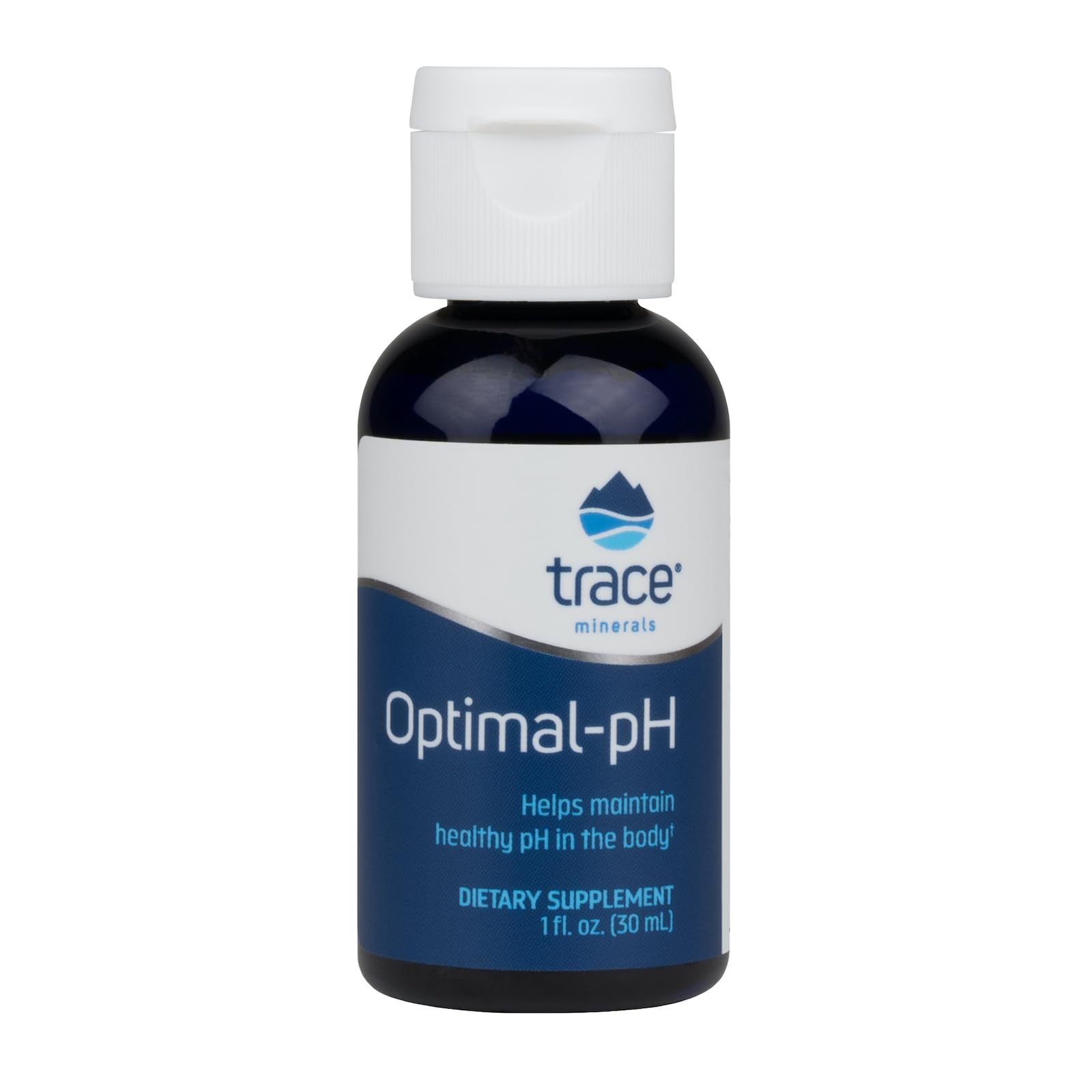 Bottle of Trace Minerals Optimal-pH 1 oz ionic mineral supplement