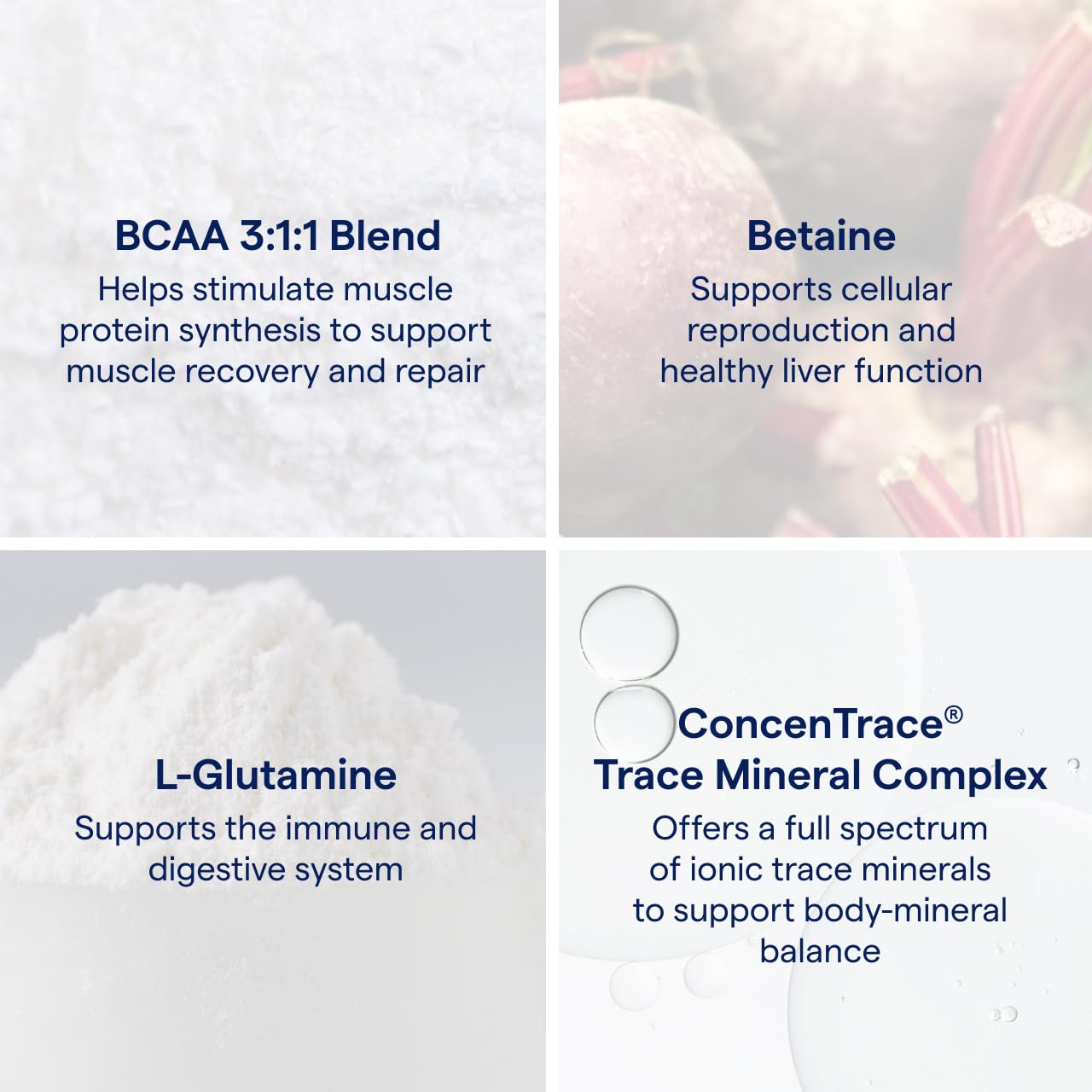 Trace Minerals Post-Workout ingredients list emphasizes minerals and BCAAs