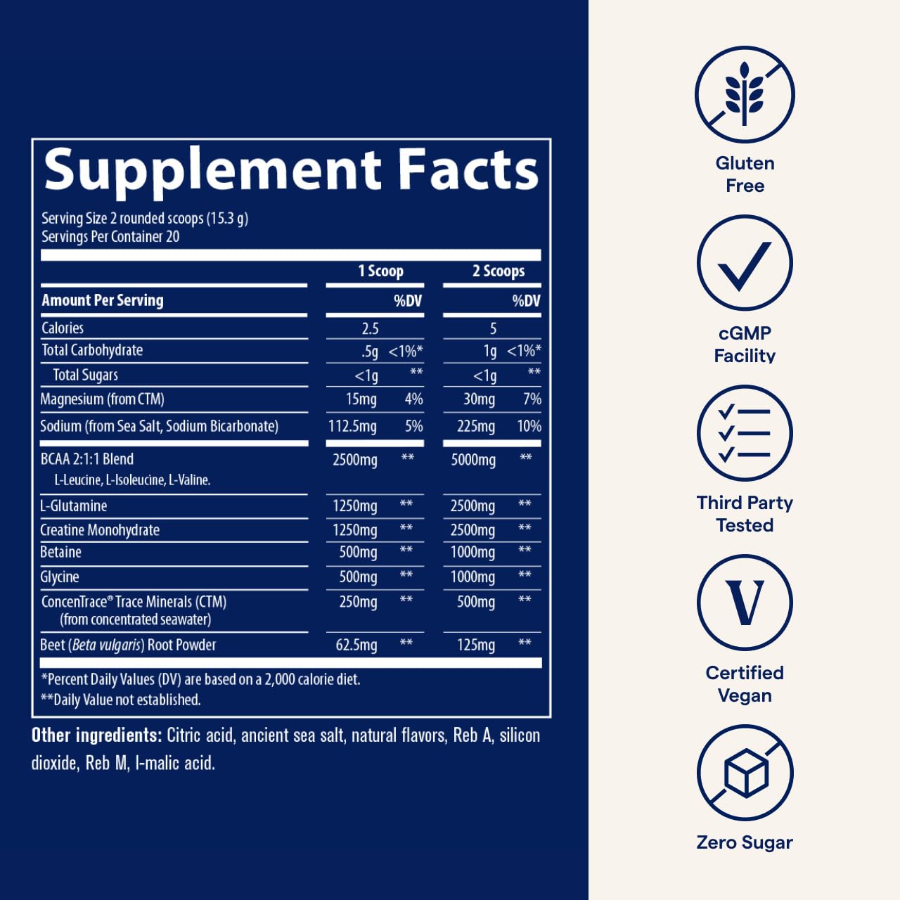 Trace Minerals Post-Workout scoop close-up shows precise portion for mixing