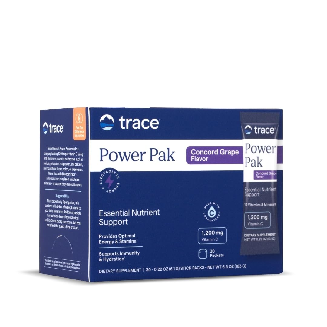 Front view of Trace Minerals Power Pak Concord Grape 30 packets