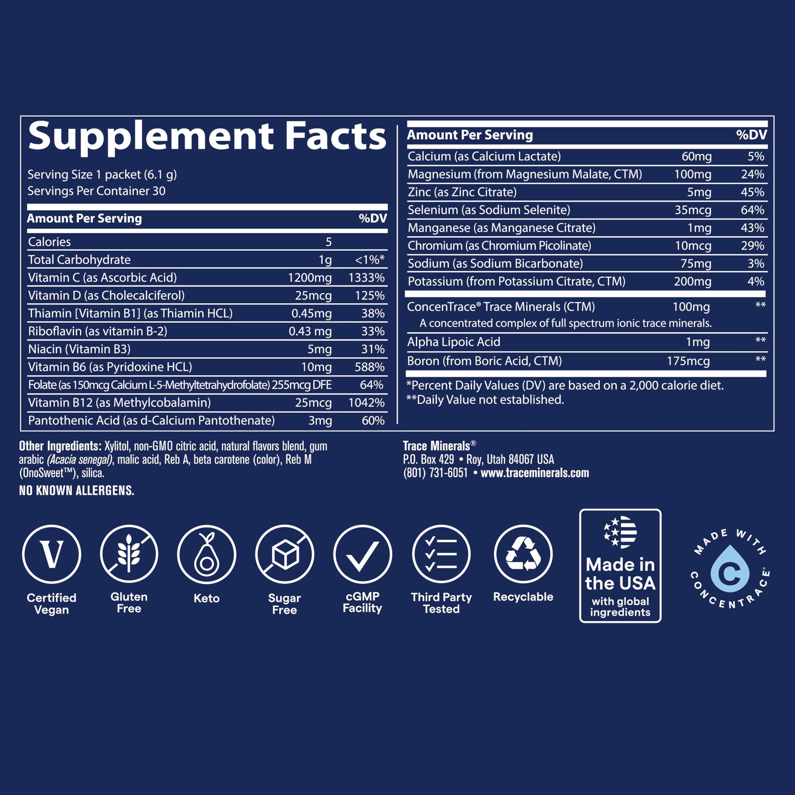 Trace Minerals Power Pak dissolving in water glass for quick mix
