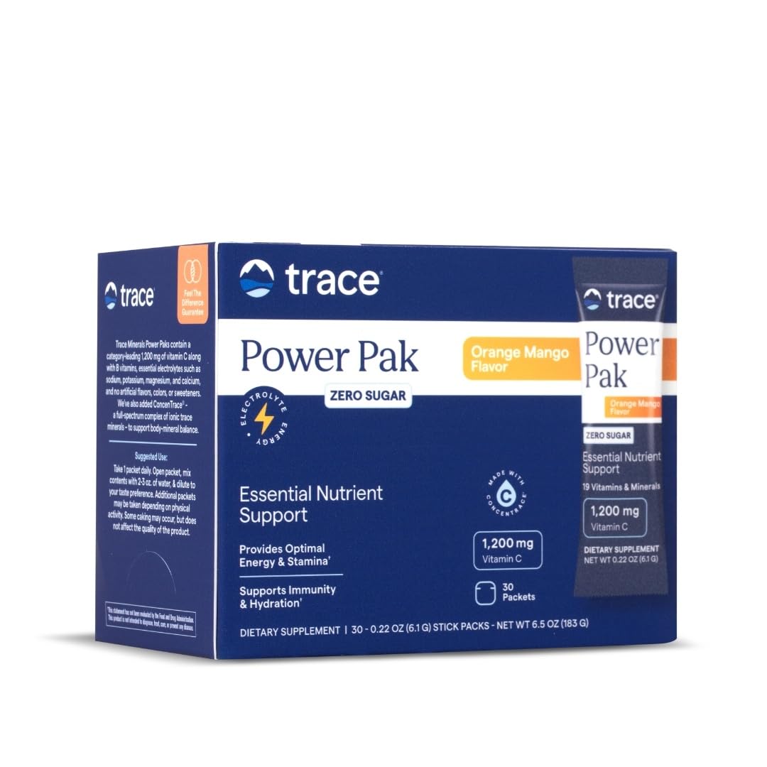Trace Minerals Power Pak orange mango flavor — 30 single-serving packets