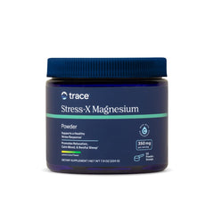 Front view of Trace Minerals Stress-X Magnesium Lemon Lime bottle, 7.9 oz