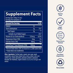 Trace Minerals Vitamin D3 liquid pour showing quick daily dose
