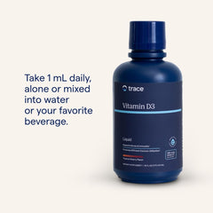 Trace Minerals Vitamin D3 liquid tropical cherry glass highlights tasty immune support