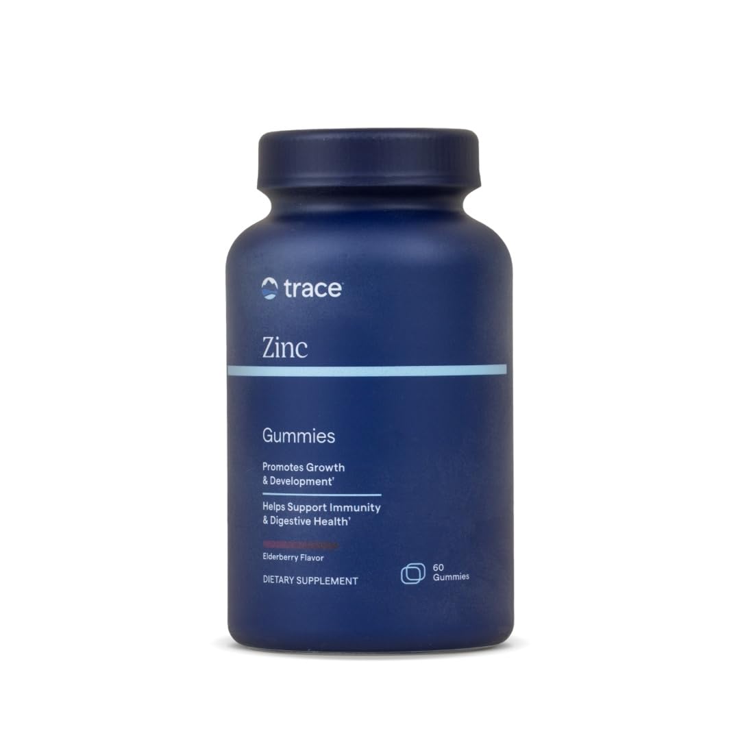 Trace Minerals Zinc Gummies with Elderberry bottle on white background