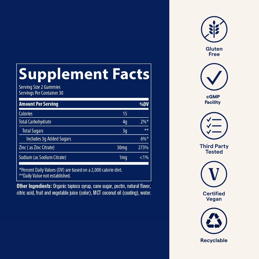 Gelatin-free zinc gummy product image