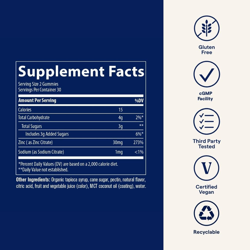 Gelatin-free zinc gummy product image