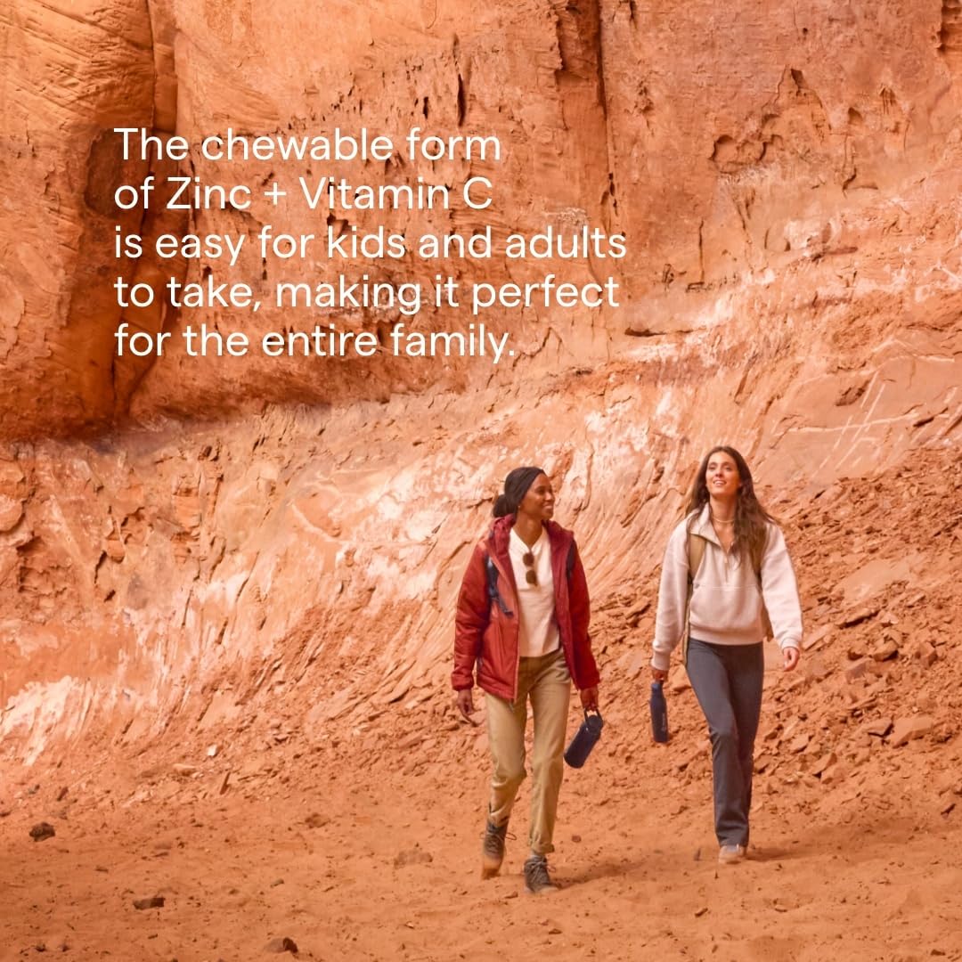 Trace Minerals Zinc Plus Vitamin C chewable bottle with label visible