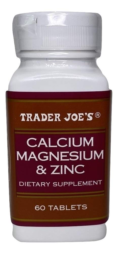 Trader Joe's Calcium Magnesium & Zinc 60 Tablet bottle front label