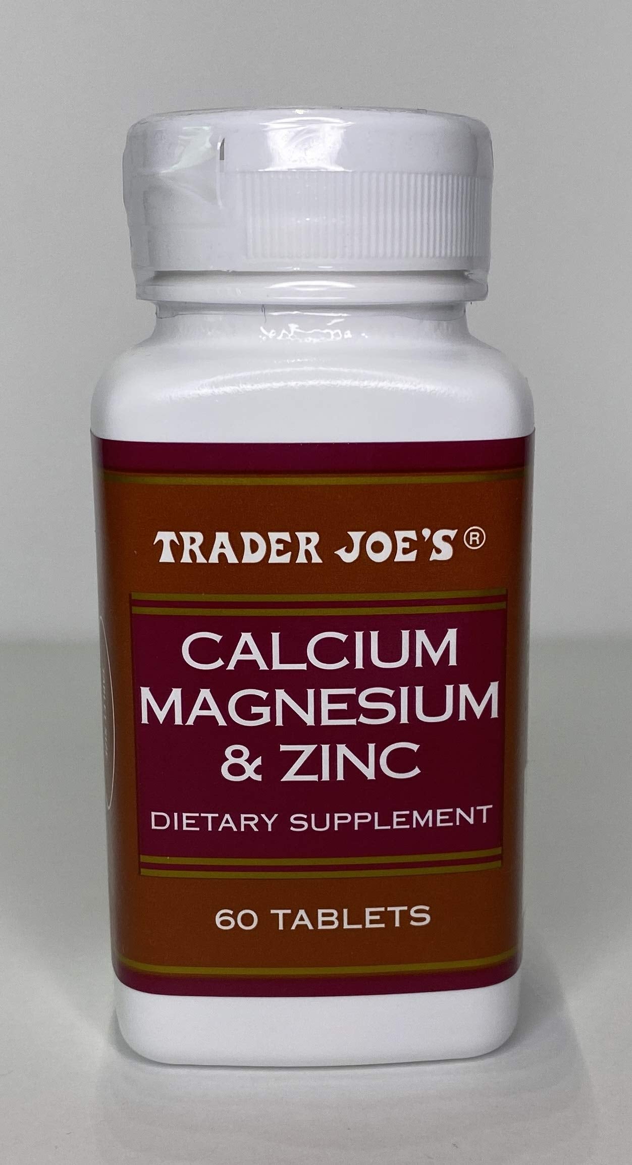 Product packaging image for Trader Joe's Calcium Magnesium & Zinc 60 Tablet