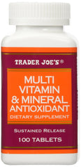 Bottle front view of Trader Joe's Multi Vitamin & Mineral Antioxidant 100 tablets
