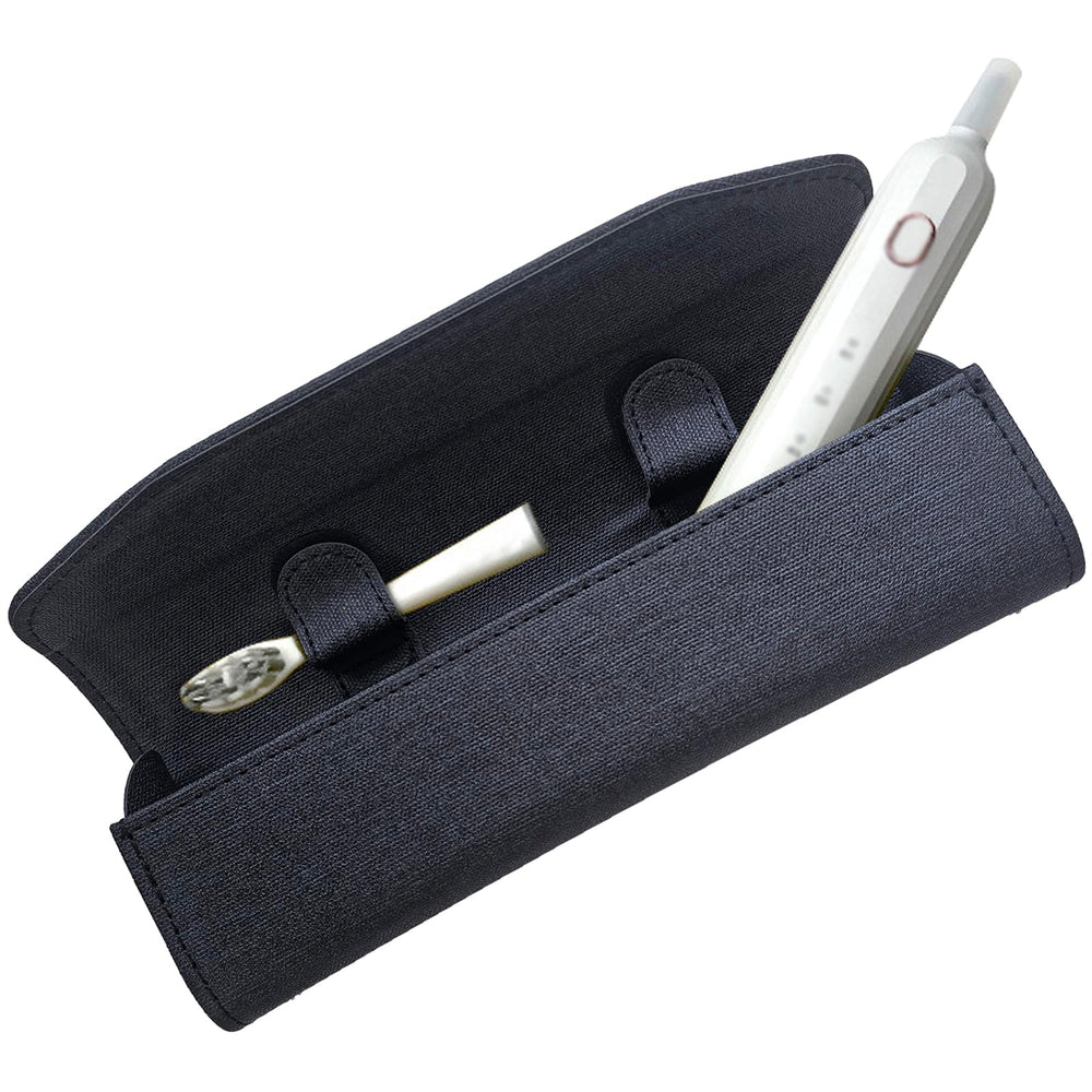 Magnetic clasp on black TraderPlus toothbrush travel case