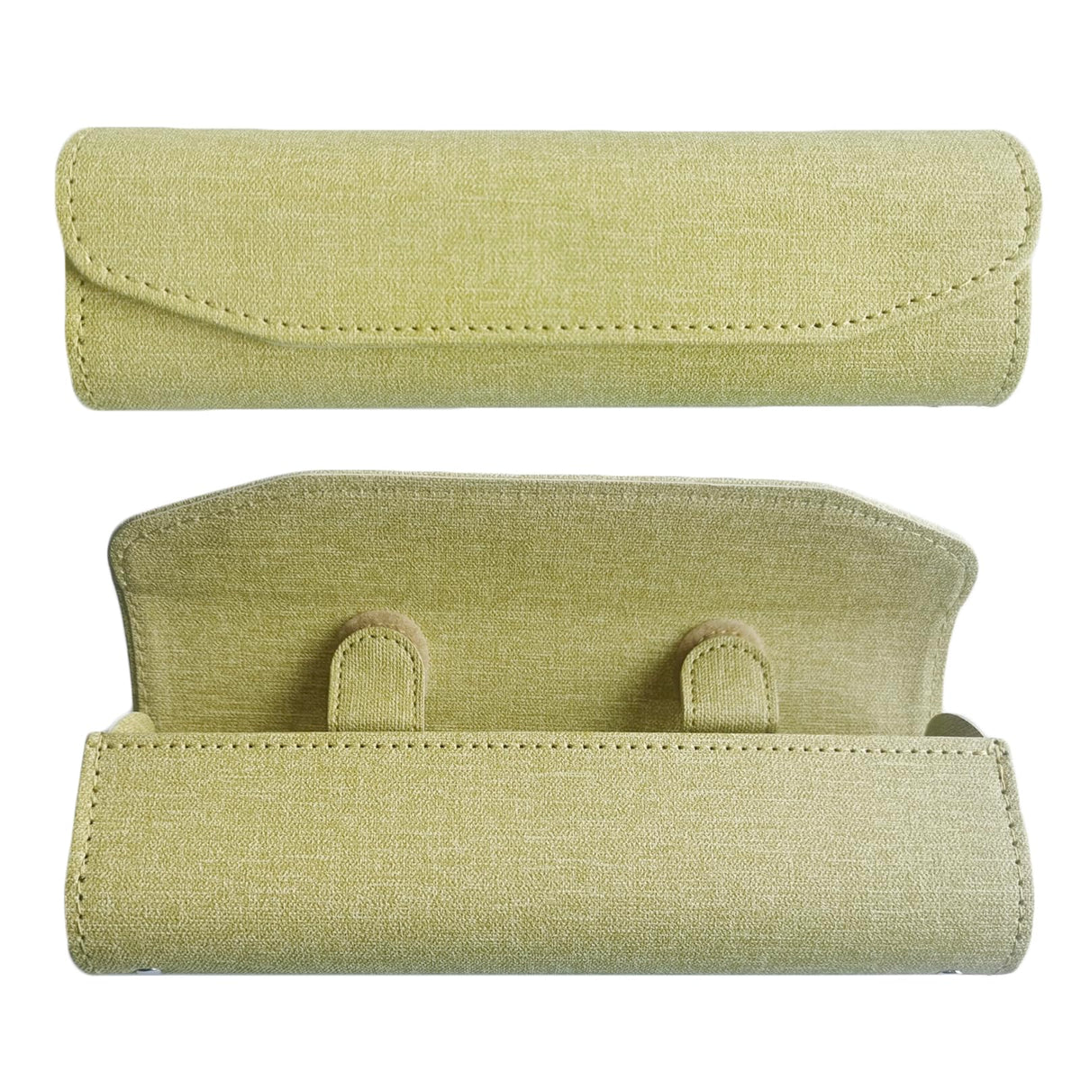 Exterior view of green traderplus PU hard-shell travel case with magnetic clasp