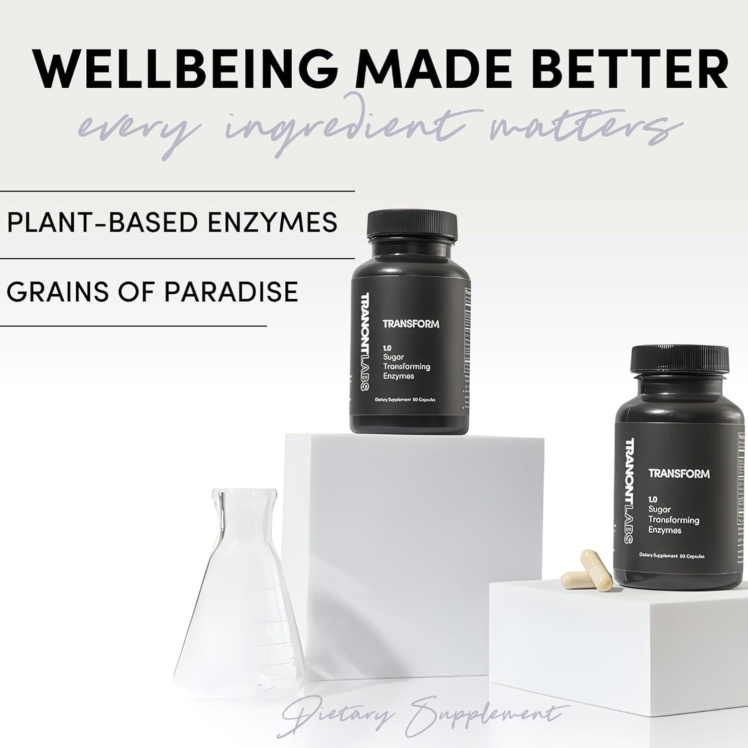 Close-up of Tranont Transform label