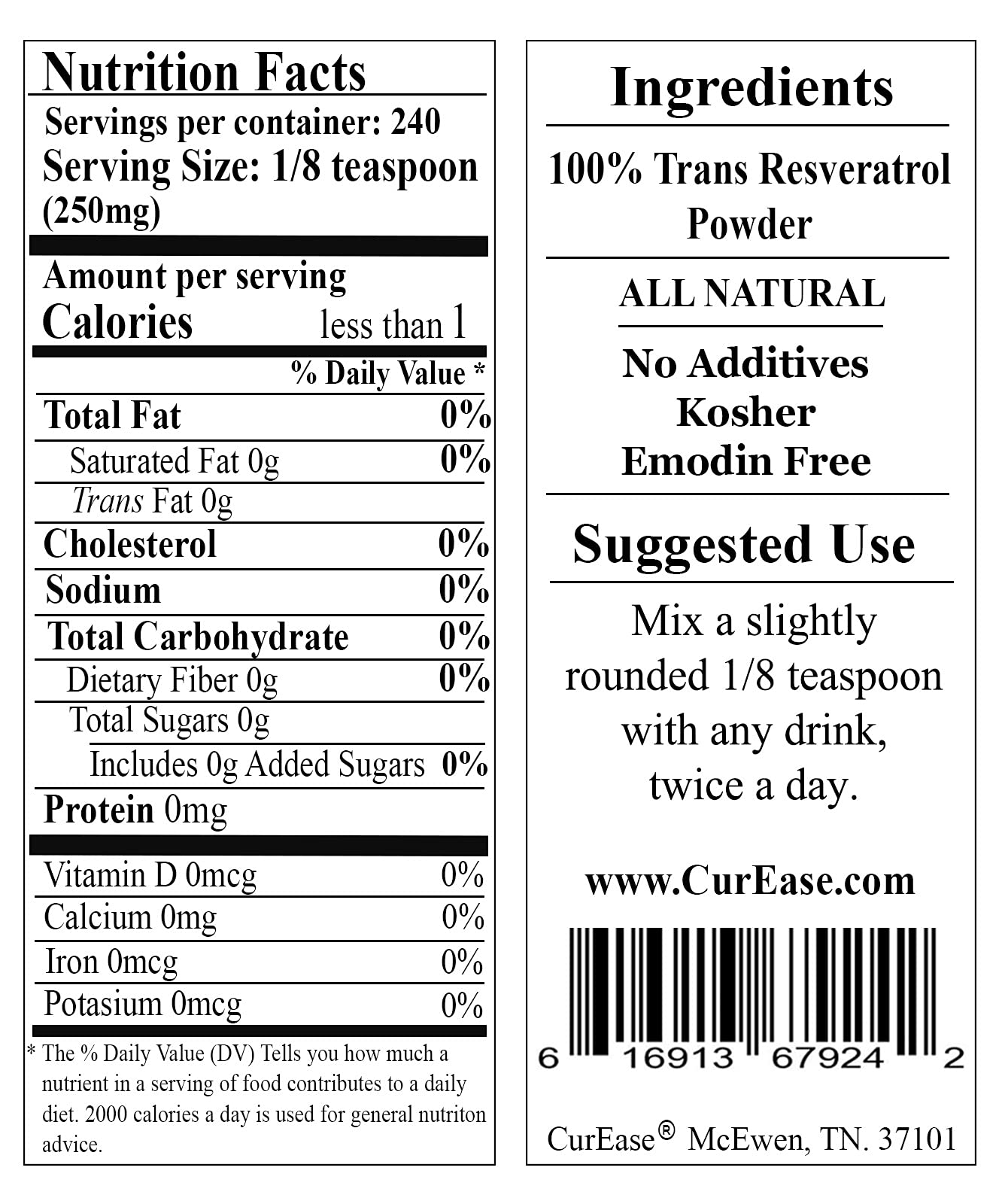Packaging showing 240 servings and 60 g