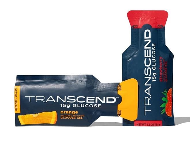 Transcend 15g Glucose Gel Orange & Strawberry Assortment box and pouches