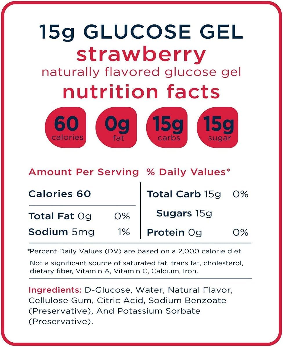 Transcend 15g strawberry glucose gel pouch – front view