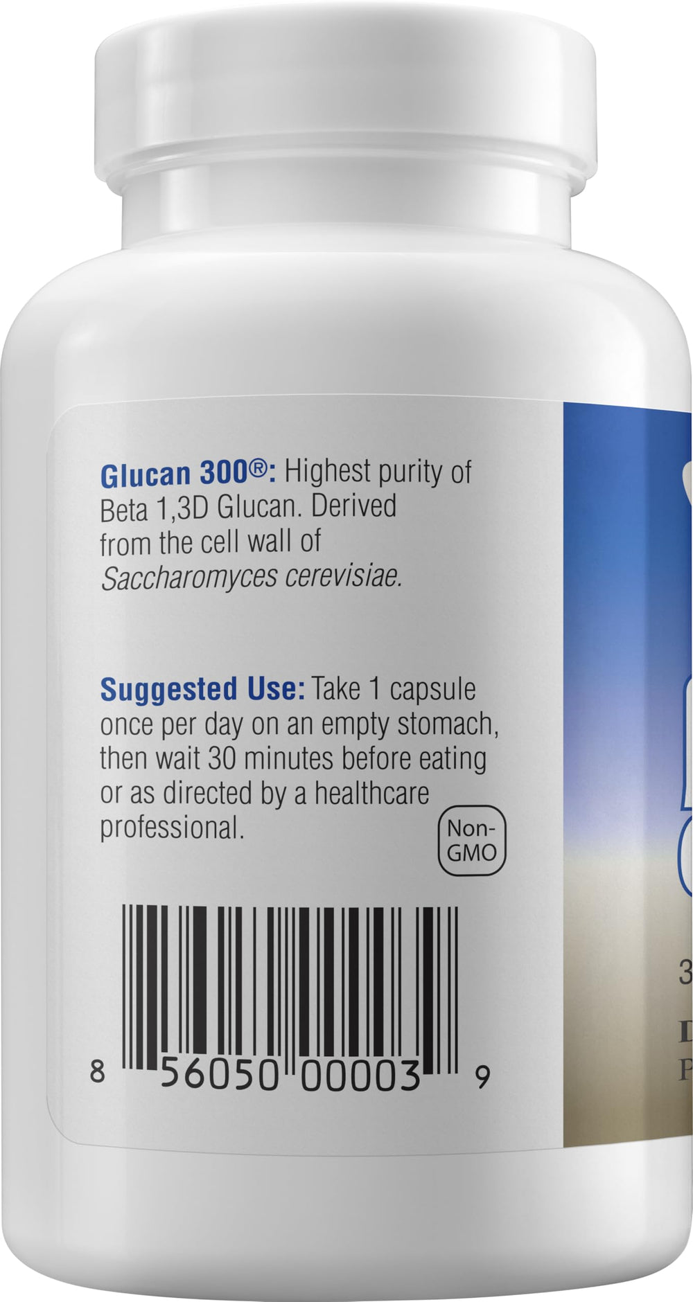 Close-up of 500 mg Beta Glucan capsules