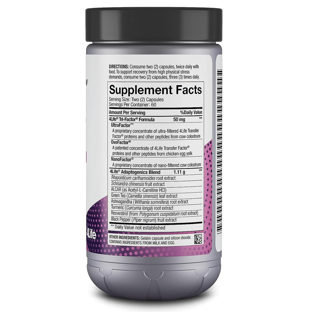 Close-up of 4Life Renuvo 120 capsules bottle label