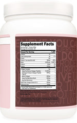 Scoop of chocolate collagen being mixed with water (8-12 oz)