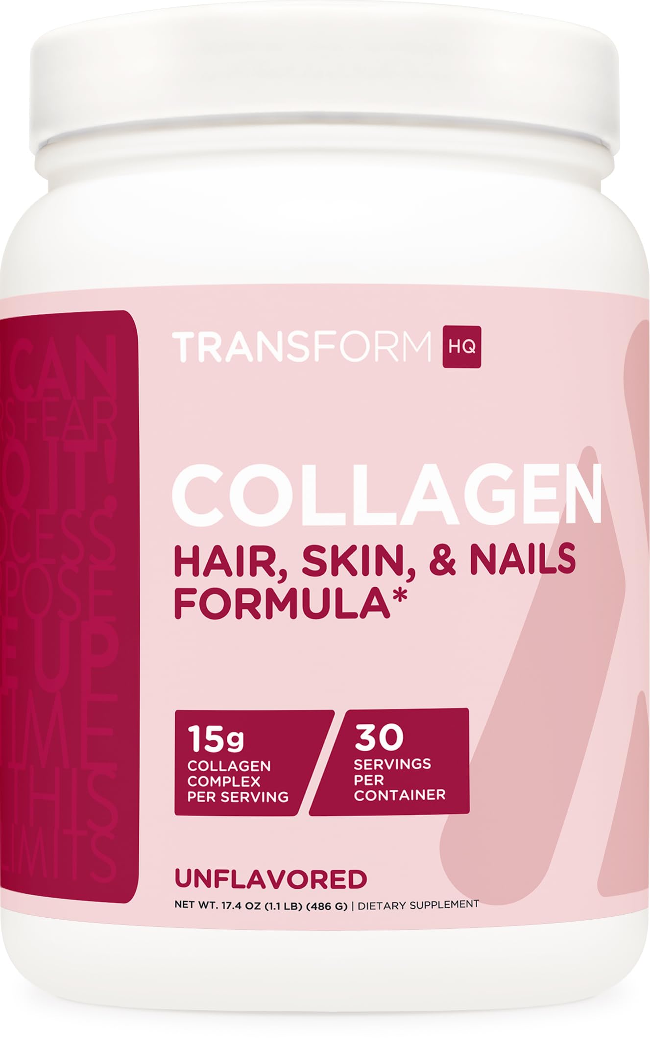 TransformHQ Beauty Collagen unflavored container – 30 servings