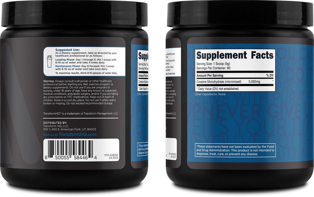 Back and side views of the TransformHQ canister packaging.