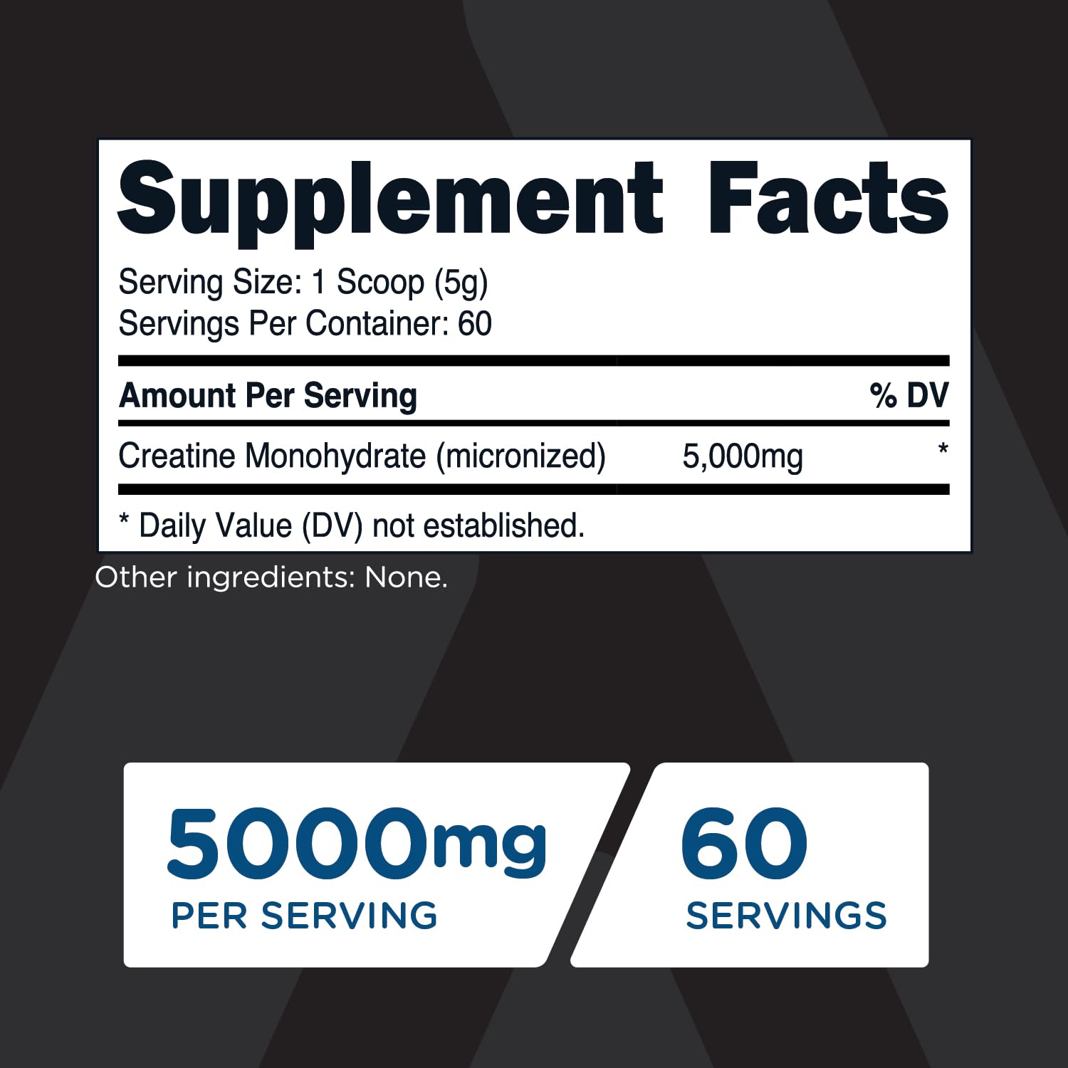 Front view of TransformHQ Creatine Monohydrate Powder canister labeled 60 servings.