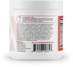 TransformHQ energy & focus powder dissolving in water shows refreshing Fruit Punch flavor.