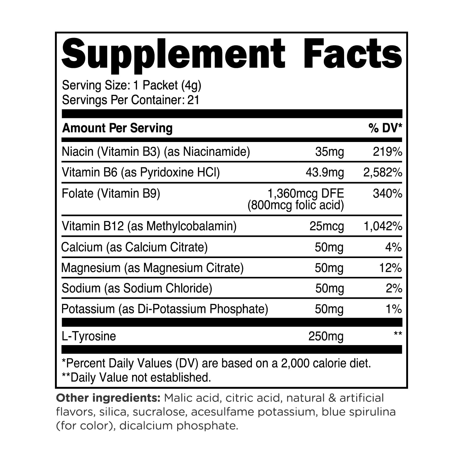 TransformHQ Hydration blue raspberry packet open showing powder ready to mix.