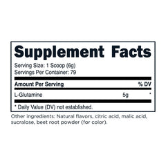 Serving scoop with TransformHQ L-Glutamine Powder Strawberry Lemonade