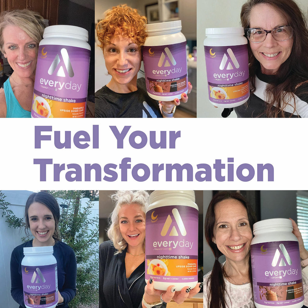 TransformHQ Nighttime Shake night-time routine shot evokes dessert-like nourishment