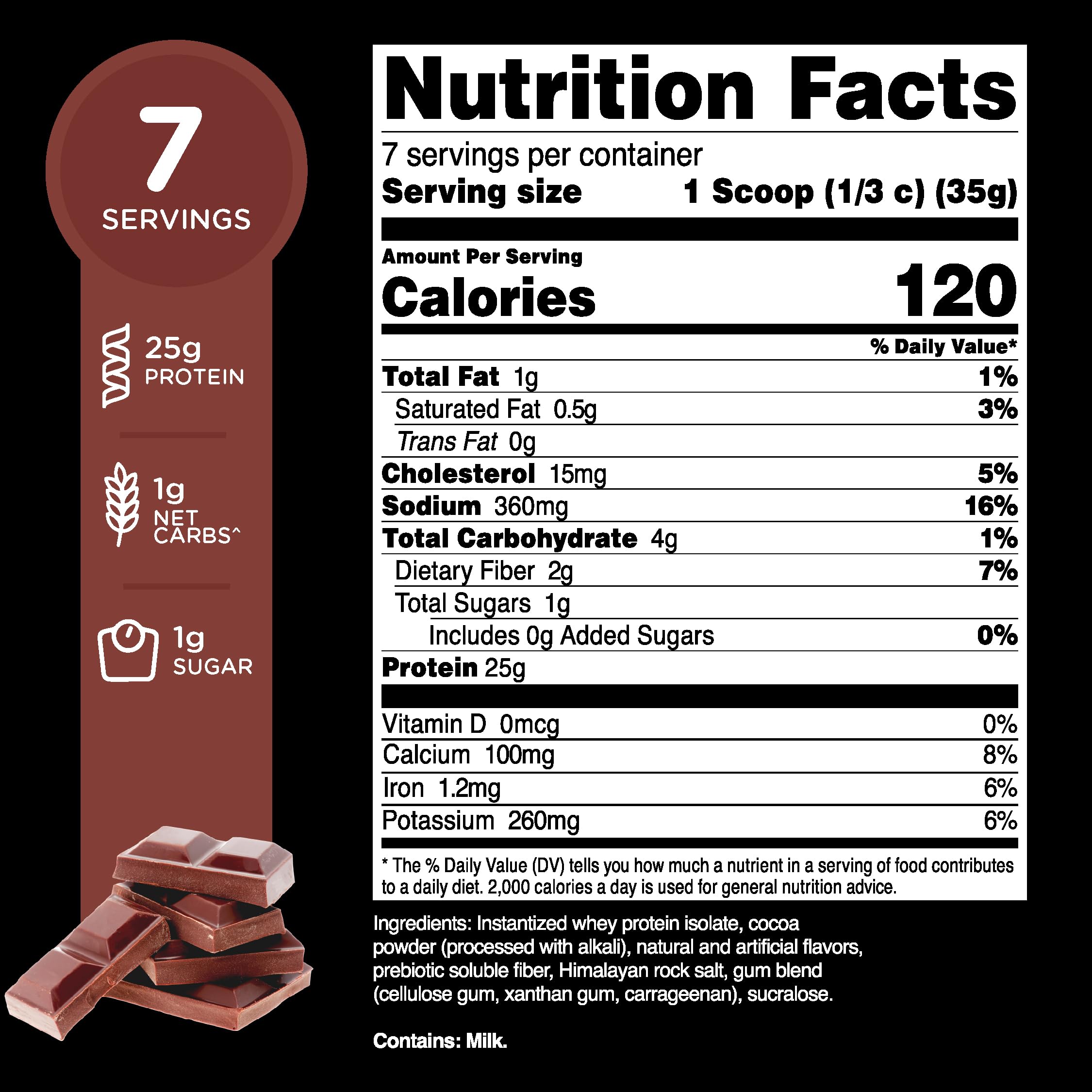 TransformHQ WPI Chocolate label with 7 servings - side view