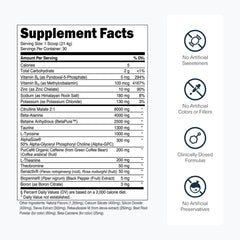 Label close-up of Transparent Labs Bulk Pre Workout Powder Tropical Punch