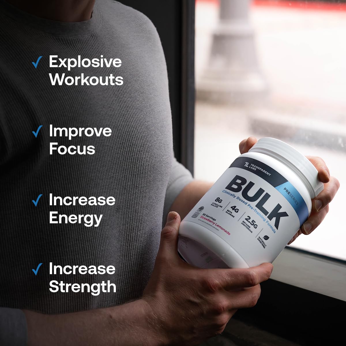 Bulk Pre Workout Powder Tropical Punch tub close-up