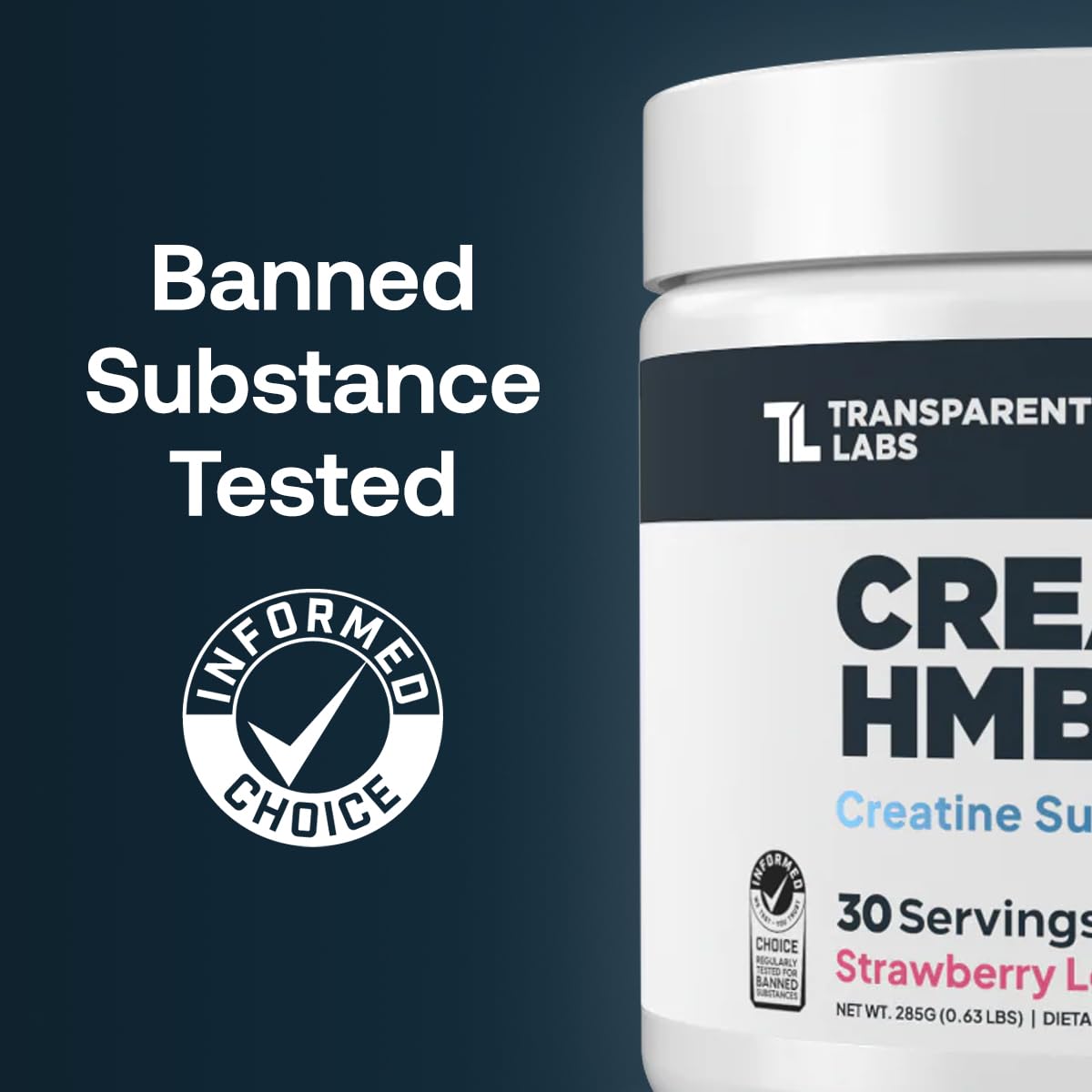 Transparent Labs Creatine HMB powder scoop showing a measured serving for consistent dosing