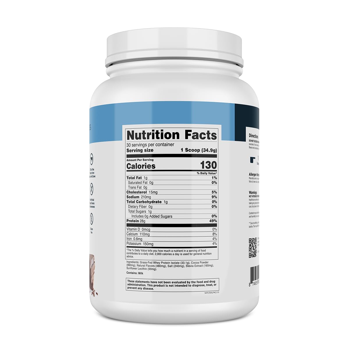 Prepared shake in glass showing creamy milk chocolate protein