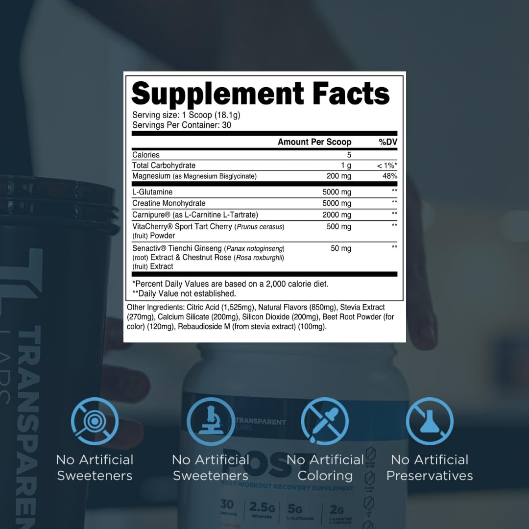 Close-up of Transparent Labs Post ingredients on the label