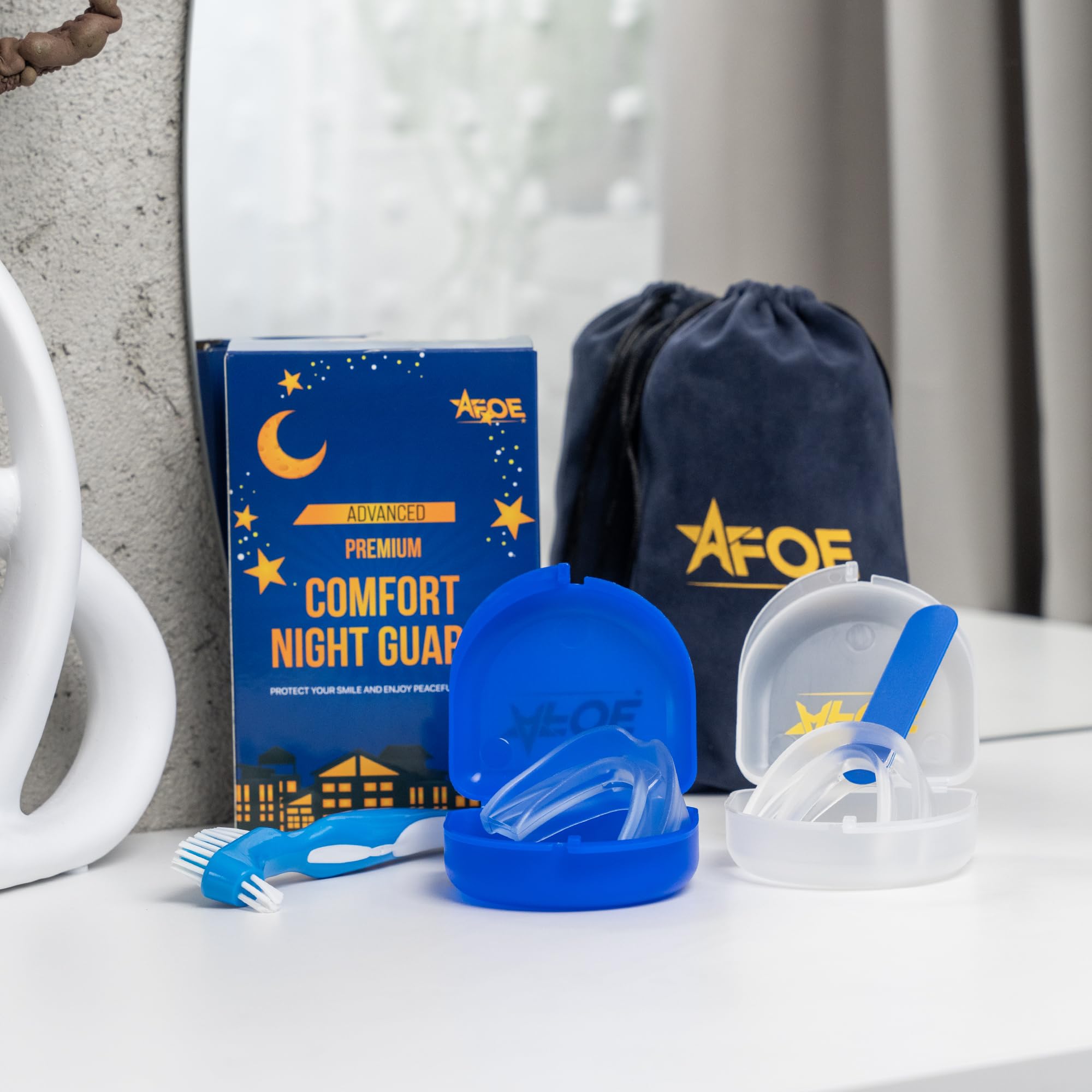 Travel bag and night guard set for on-the-go protection