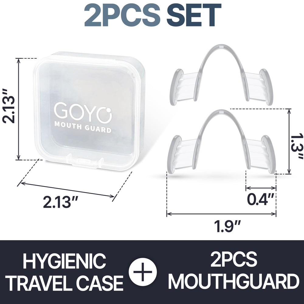 Mouth guards being placed into a travel case