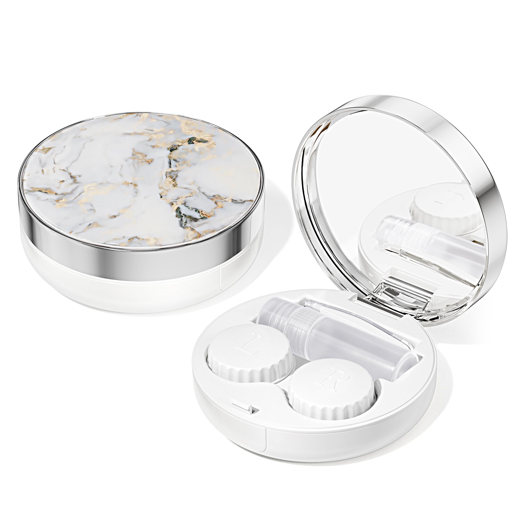 Travel-friendly contact lens case in a bright color