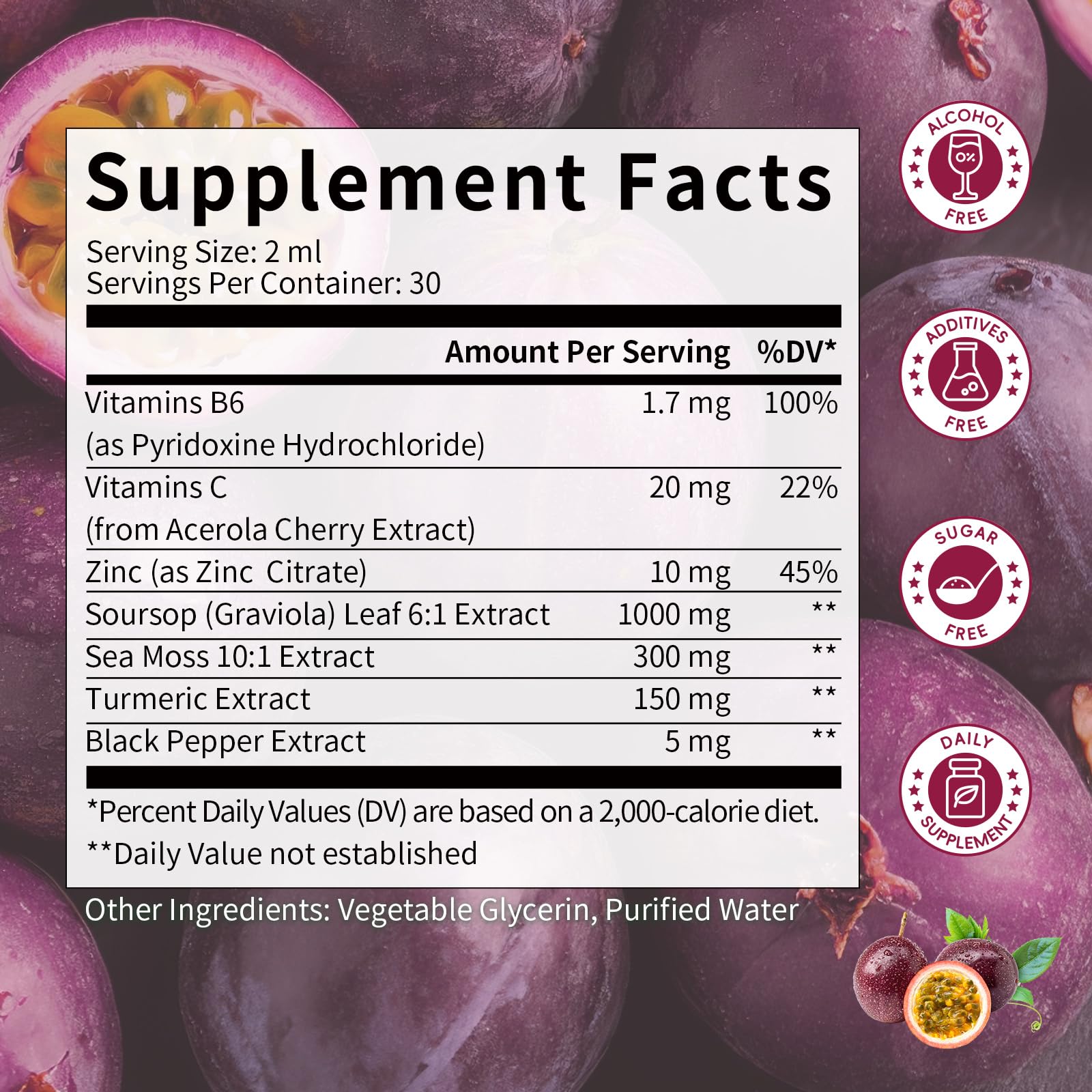 Travel-friendly daily 2 ml liquid drops for wellness