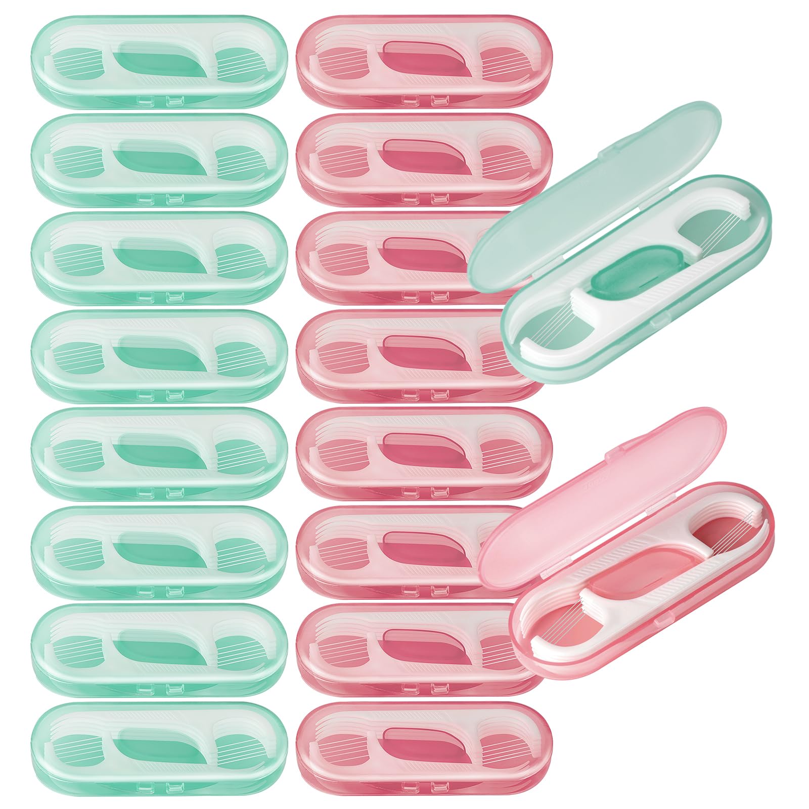 Travel floss set: 160 pieces in 16 compact travel cases