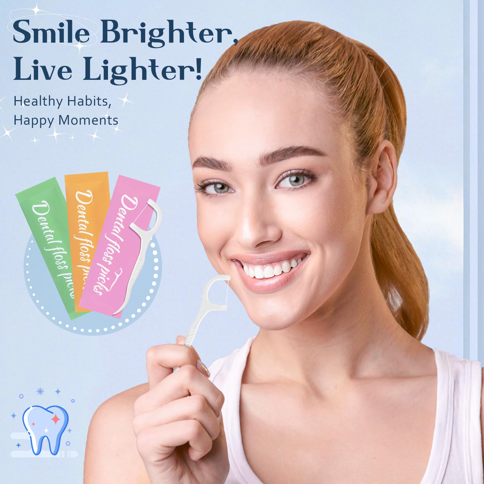 Travel floss bag containing 120 floss picks