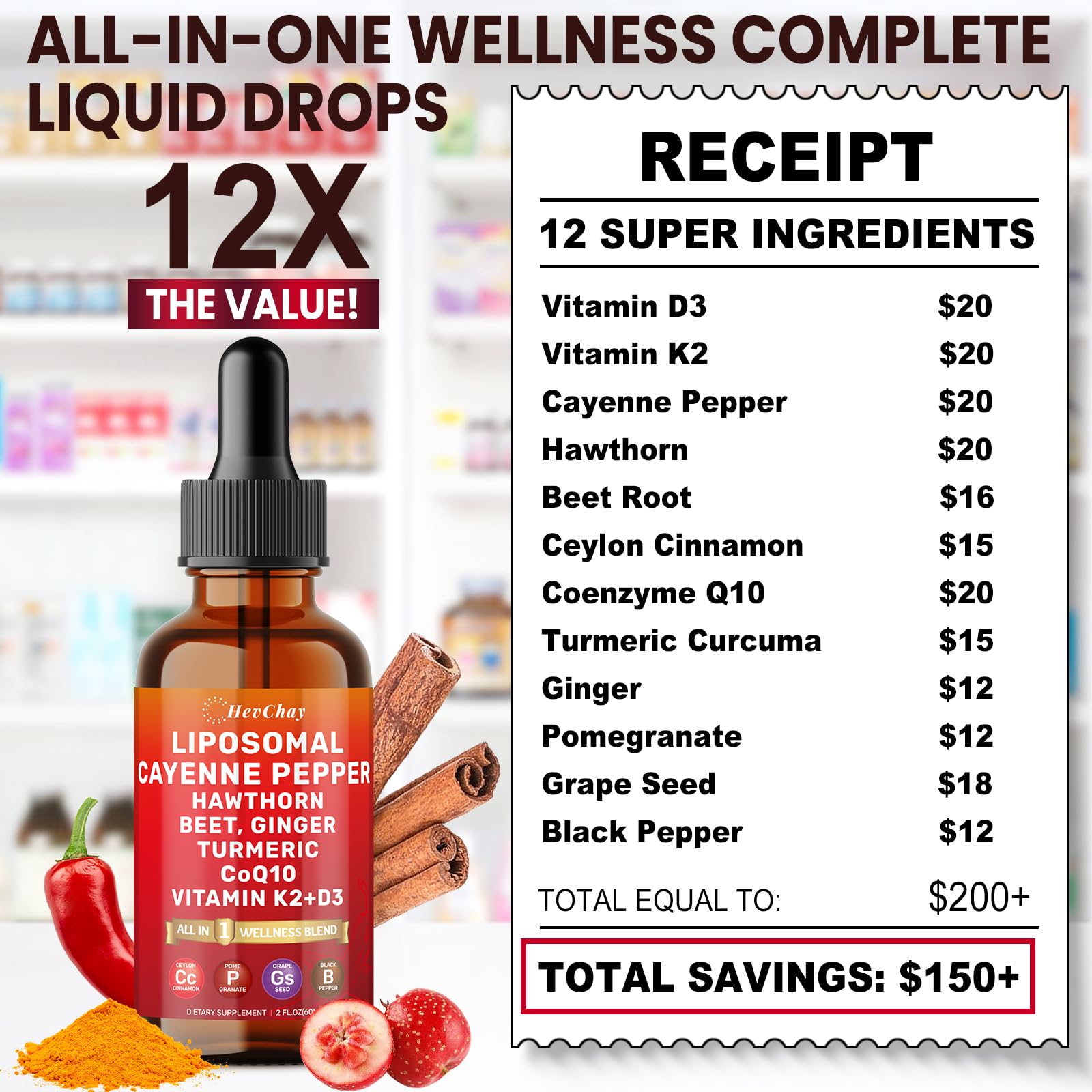 Travel-sized 60 mL Cayenne Pepper Drops bottle