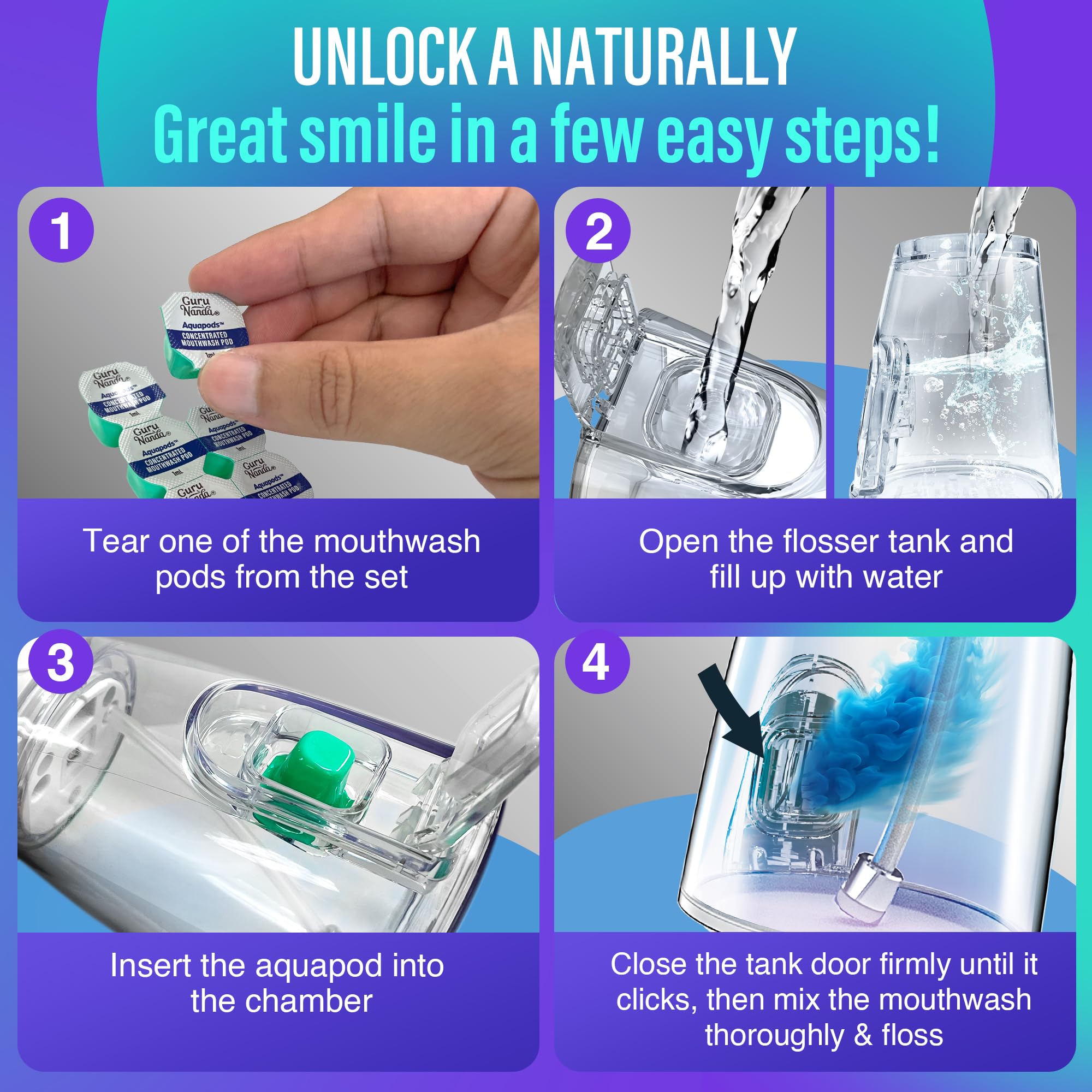 Travel-friendly Aqua Pods for on the go oral care